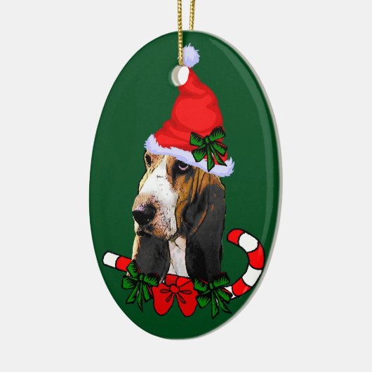 Basset Hound Kerstmis Keramisch Ornament (Links)