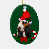 Basset Hound Kerstmis Keramisch Ornament (Achterkant)