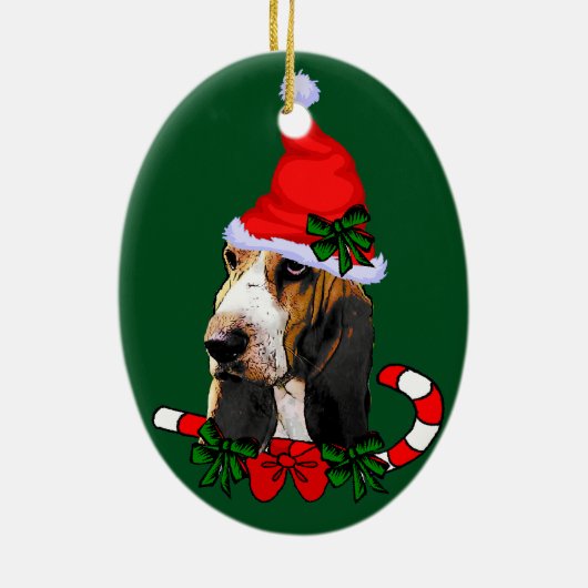 Basset Hound Kerstmis Keramisch Ornament (Achterkant)