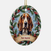 Basset Hound Kerstmis Keramisch Ornament (Rechts)