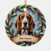 Basset Hound Kerstmis Keramisch Ornament (Voorkant)