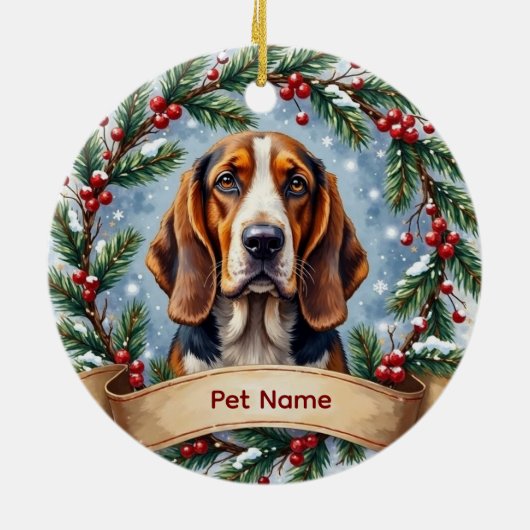 Basset Hound Kerstmis Keramisch Ornament (Achterkant)