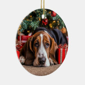 Basset Hound Kerstmis Keramisch Ornament (Rechts)