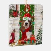 Basset Hound Kerstmis Keramisch Ornament (Rechts)