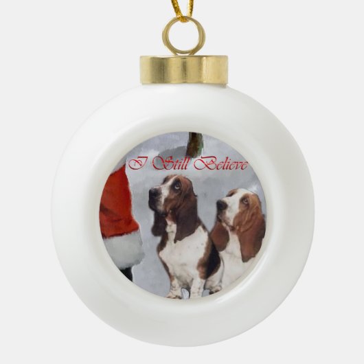Basset Hound Kerstmis Keramische Bal Ornament (Voorkant)