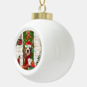 Basset Hound Kerstmis Keramische Bal Ornament (Rechts)