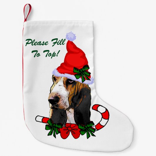 Basset Hound Kerstmis Kleine Kerstsok (Voorkant)