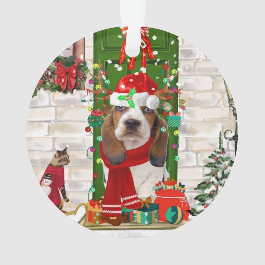 Basset Hound Kerstmis Ornament (achterkant)