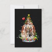 Basset hound Kerstmis Ornament Santa Hat Xma RSVP Kaartje (Voorkant)