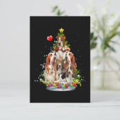 Basset hound Kerstmis Ornament Santa Hat Xma RSVP Kaartje (Staand voorkant)