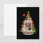 Basset hound Kerstmis Ornament Santa Hat Xma RSVP Kaartje (Voorkant / Achterkant)