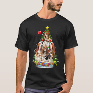 Basset Hound Kerstmis Ornament Santa Hat Xma T-shirt