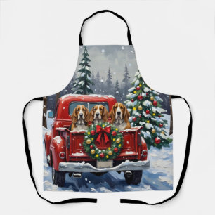 Basset Hound Kerstmis Rode Truck Vakantie Schort