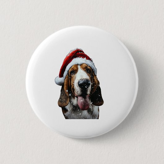 Basset Hound Kerstmis Ronde Button 5,7 Cm (Voorkant)