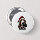 Basset Hound Kerstmis Ronde Button 5,7 Cm (Voorkant /achterkant)