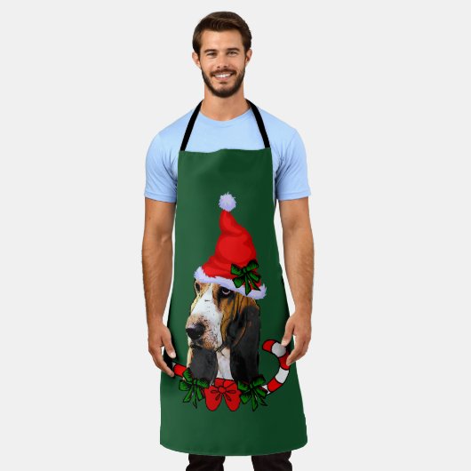 Basset Hound Kerstmis Schort (Gedragen)