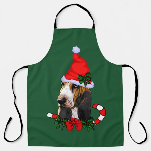 Basset Hound Kerstmis Schort (Voorkant)