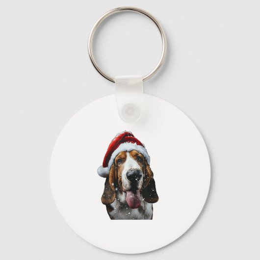 Basset Hound Kerstmis Sleutelhanger (Voorkant)