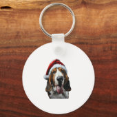 Basset Hound Kerstmis Sleutelhanger (Voorkant)