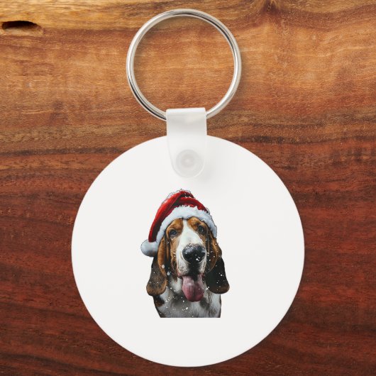 Basset Hound Kerstmis Sleutelhanger (Voorkant)