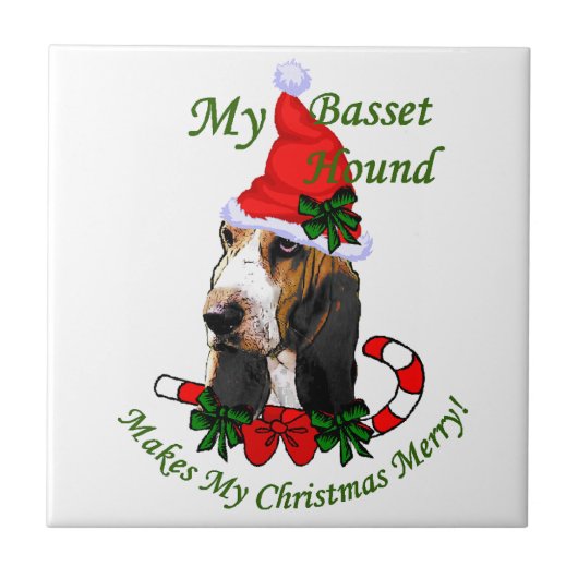 Basset Hound Kerstmis Tegeltje (Voorkant)