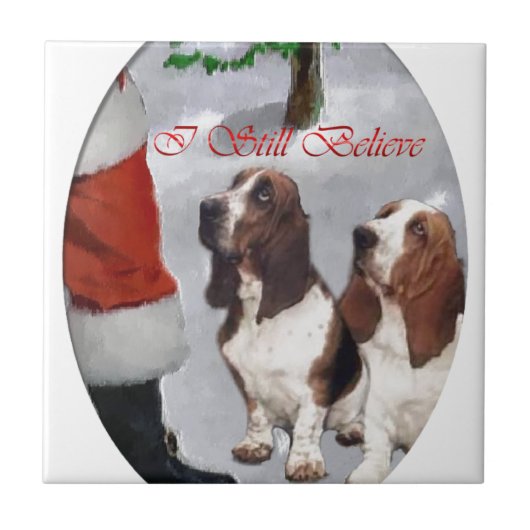 Basset Hound Kerstmis Tegeltje (Voorkant)
