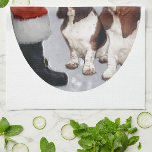 Basset Hound Kerstmis Theedoek (Gevouwen)