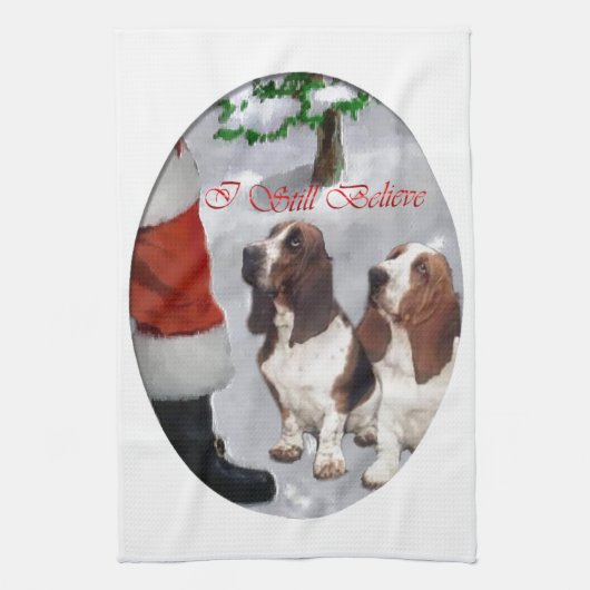 Basset Hound Kerstmis Theedoek (Verticaal)
