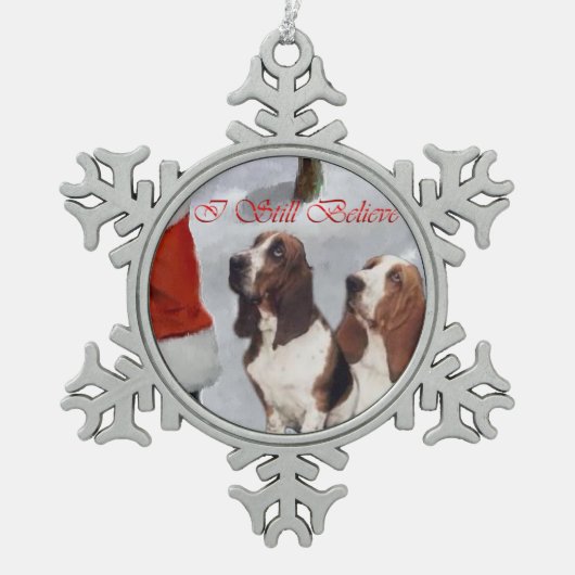 Basset Hound Kerstmis Tin Sneeuwvlok Ornament (Voorkant)
