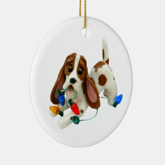 Basset Hound-kerstversiering Keramisch Ornament (Rechts)