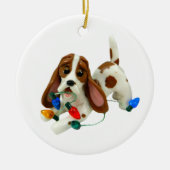 Basset Hound-kerstversiering Keramisch Ornament (Voorkant)