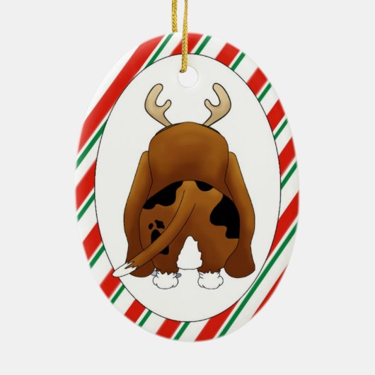 Basset Hound-kerstversiering Keramisch Ornament (Achterkant)