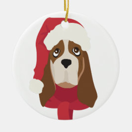 Basset Hound kerstversiering. Sneeuw Keramisch Ornament
