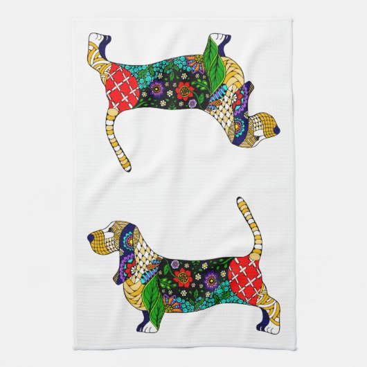 Basset Hound keukenhanddoek (Verticaal)