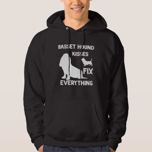 Basset Hound kisses fix everything Basset Hound mo Hoodie (Voorkant)