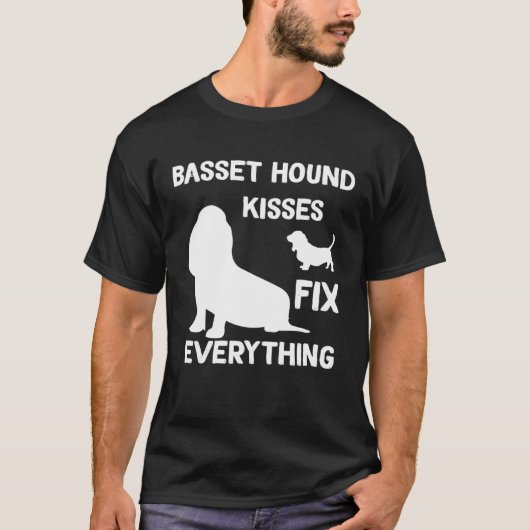 Basset Hound kisses fix everything Basset Hound mo T-shirt (Voorkant)