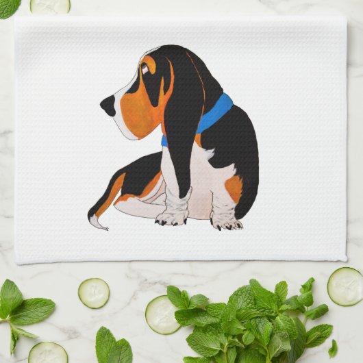 Basset Hound Kitchen Towel Theedoek (Gevouwen)