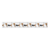 Basset Hound-kleurennaam silhouet Grosgrain Lint (Voorkant)