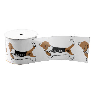 Basset Hound-kleurennaam silhouet Grosgrain Lint