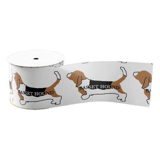Basset Hound-kleurennaam silhouet Grosgrain Lint (Spoel)