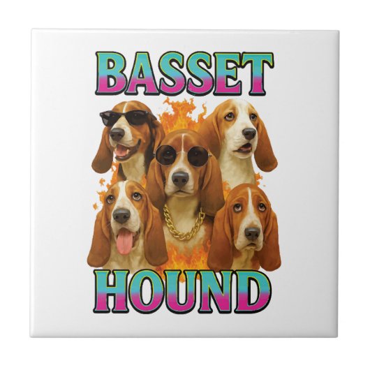 Basset Hound Kopie Tegeltje (Voorkant)
