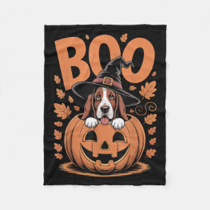 Basset Hound Kostuum Op Pompoen Halloween Basset H Fleece Deken