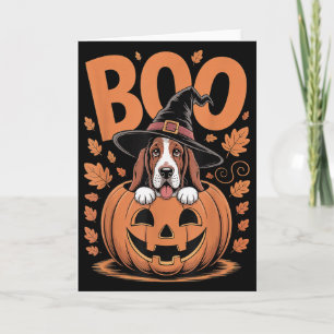 Basset Hound Kostuum Op Pompoen Halloween Basset H Kaart