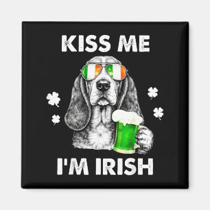 Basset hound kus Ierse grappige hond St. Patrick's Magneet
