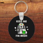 Basset hound kust Ierse grappige hond St. Patrick' Sleutelhanger (Voorkant)