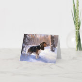 Basset Hound Laat Het Sneeuw Kerstmis Kaart (Voorkant)