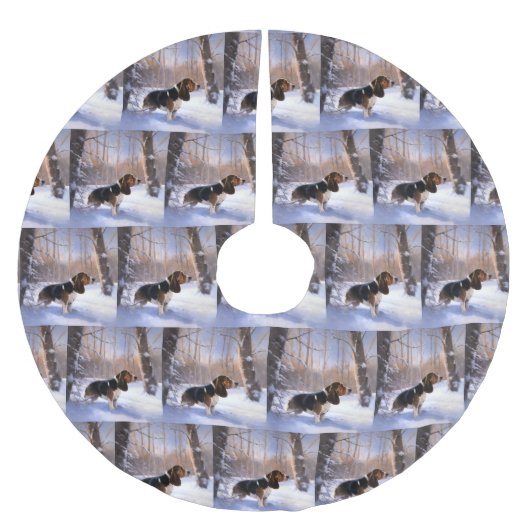 Basset Hound Laat Het Sneeuw Kerstmis Kerstboom Rok (Voorkant)