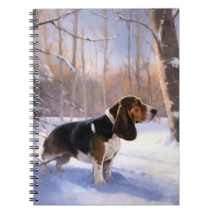 Basset Hound Laat Het Sneeuw Kerstmis Notitieboek