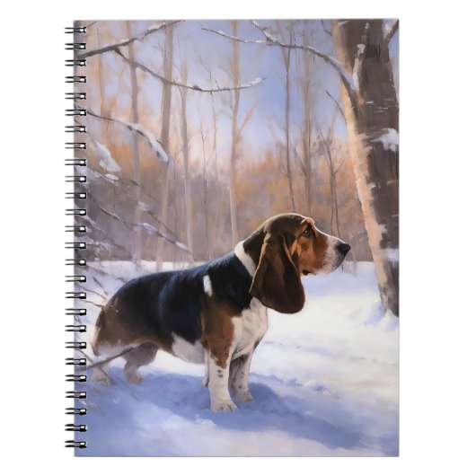 Basset Hound Laat Het Sneeuw Kerstmis Notitieboek (Voorkant)