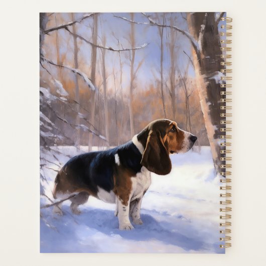 Basset Hound Laat Het Sneeuw Kerstmis Planner (Achterkant)